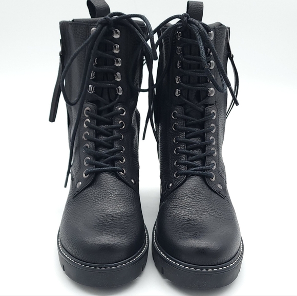 Golo War & Peace Black Napa Leather Lace-up Zip Combat Boots Size 8 - Picture 5 of 11
